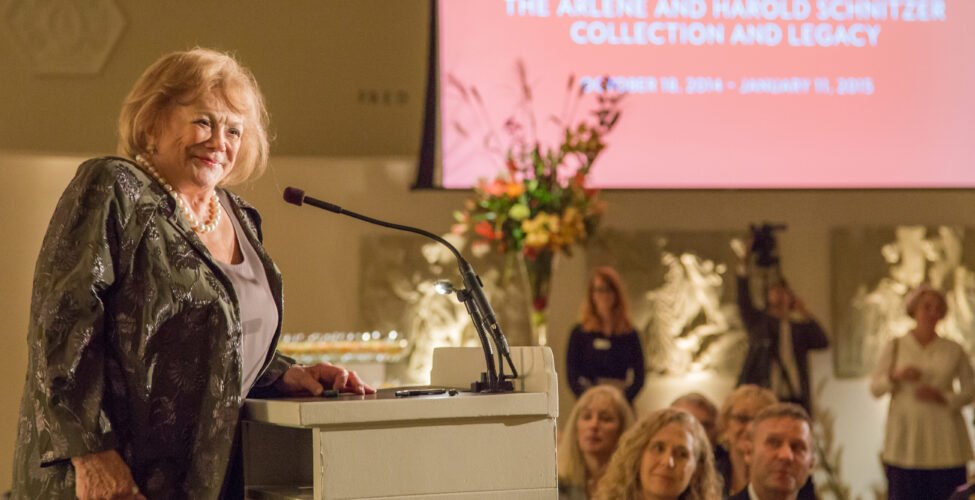 Arlene Schnitzer speaking at a podium