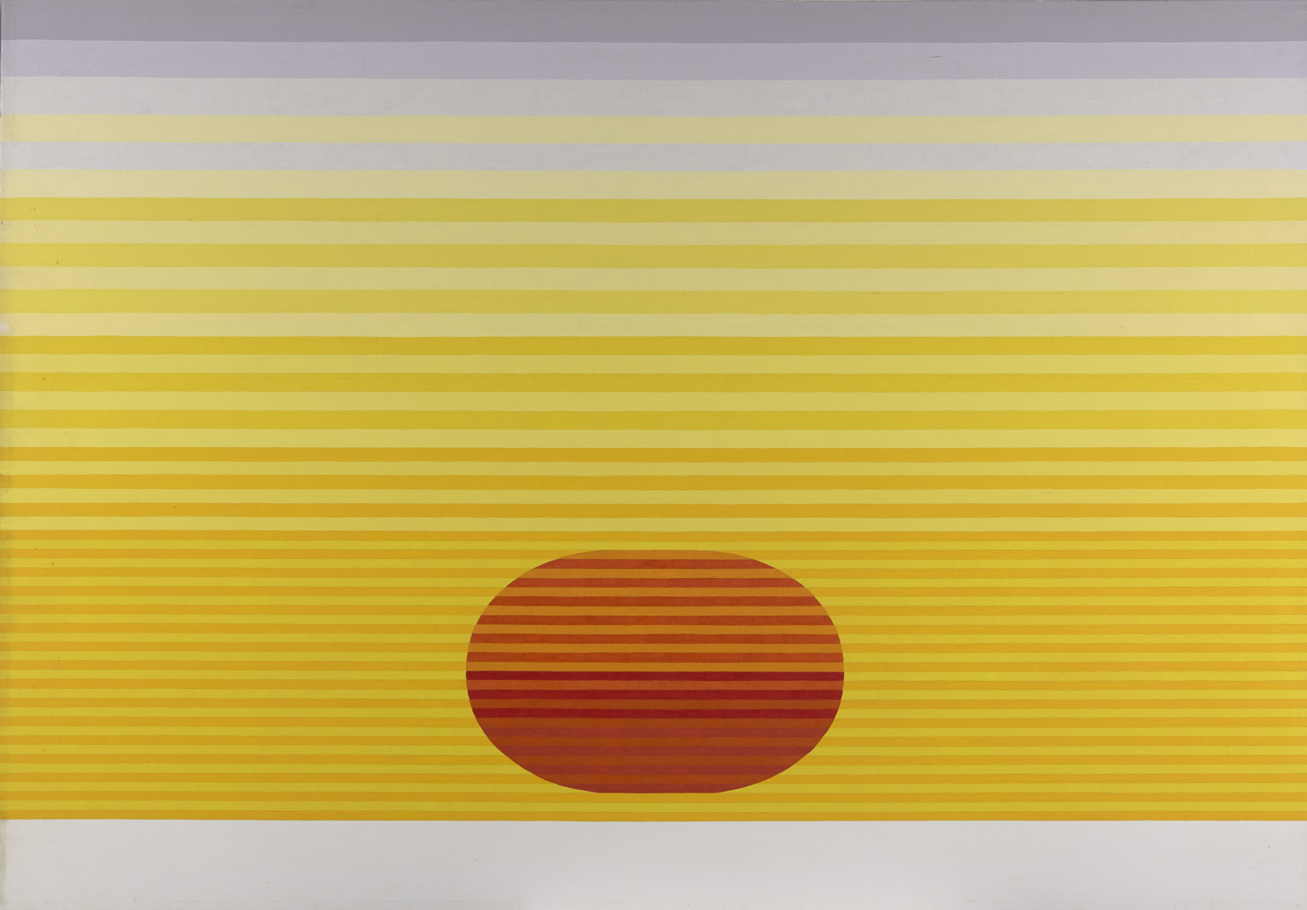 Abstract sun with bright yellow, orange, and red lines