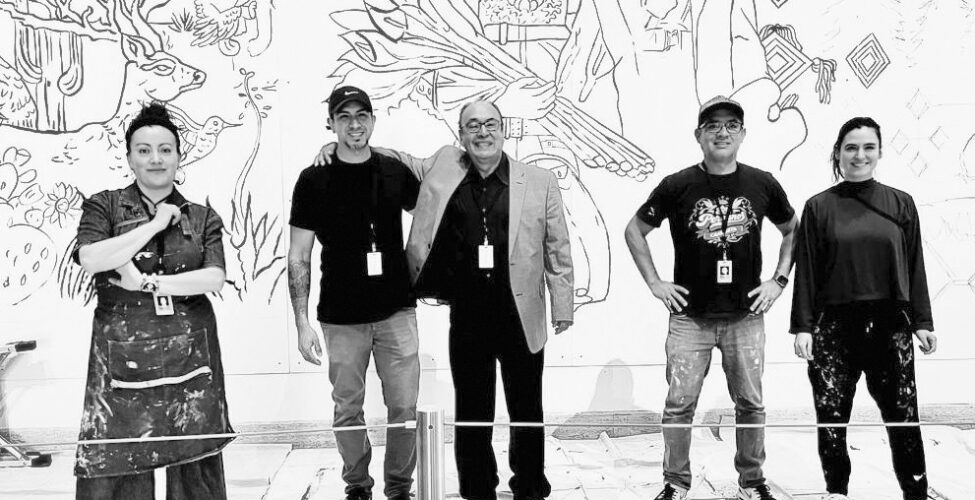 Black and white photo of IDEAL PDX mural artists