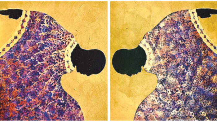 Bobby Fouther (American, born 1950), Ibeji, 2012. Acrylic on canvas; diptych: 30 × 30 inches each. Courtesy of the Regional Arts & Culture Council. Photo by Jason Hill Photo