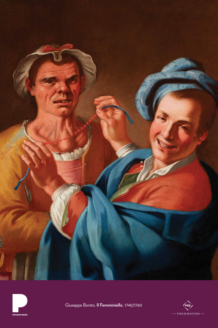 Giuseppe Bonito (Italian, 1707–1789)
Il Femminiello, 1740/1760
Oil on canvas
30 3/8 x 24 7/8 inches
Gift of the Ross Family Fund of Equity Foundation
2014.107.1