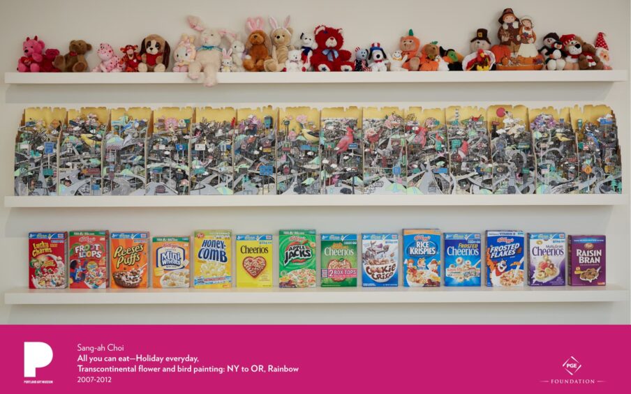 Poster for Sang-ah Choi, All you can eat—Holiday everyday, Transcontinental flower and bird painting: NY to OR, Rainbow, 2007–2012