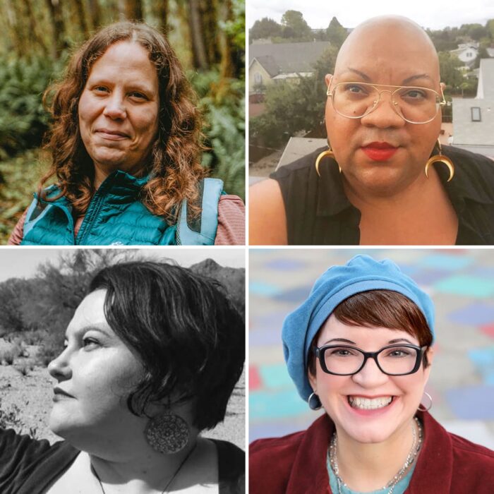 Grid of four artist portraits