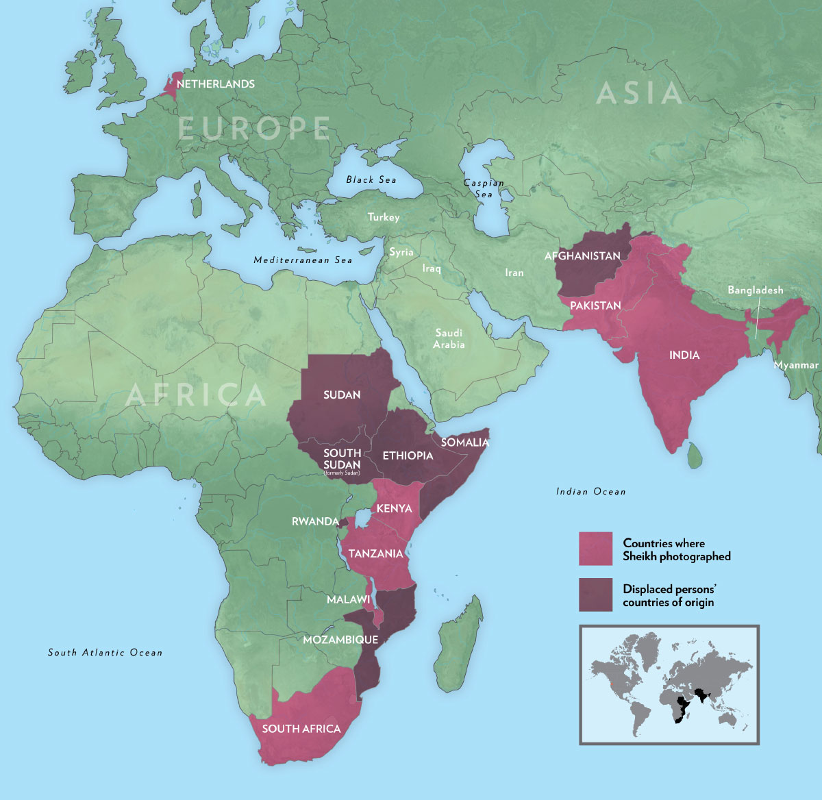 Map of the Middle East, Europe, and Africa