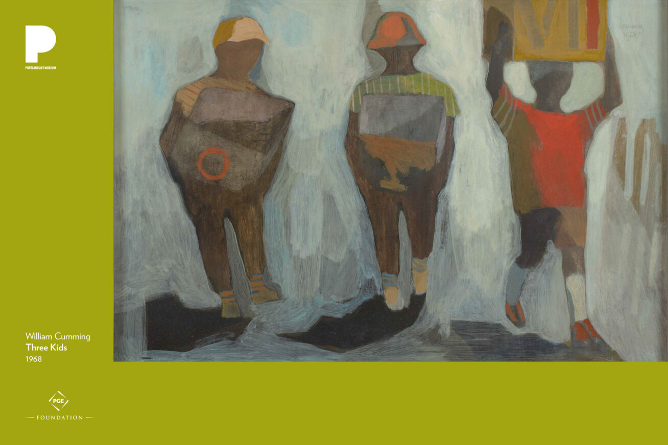 William Cumming (American, 1917–2010)
Three Kids, 1968
Oil on Masonite
23 1/2 x 35 5/8 inches
Gift of Sandra Stone Peters
© artist or other rights holder
86.70.5