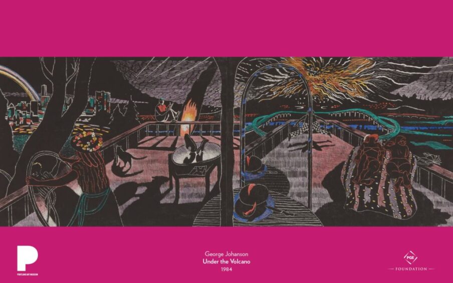George Johanson (American, born 1928) Under the Volcano, 1984 Color etching on paper Plate: 18 x 47 3/4 inches; sheet: 21 1/8 x 50 5/8 inches Gift of the Artist © 1985 George Johanson 90.29.3