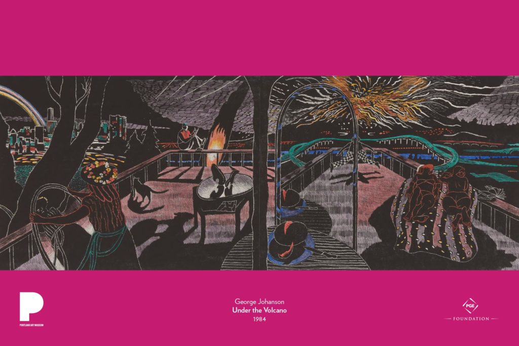 George Johanson (American, born 1928)
Under the Volcano, 1984
Color etching on paper
Plate: 18 x 47 3/4 inches; sheet: 21 1/8 x 50 5/8 inches
Gift of the Artist
© 1985 George Johanson
90.29.3