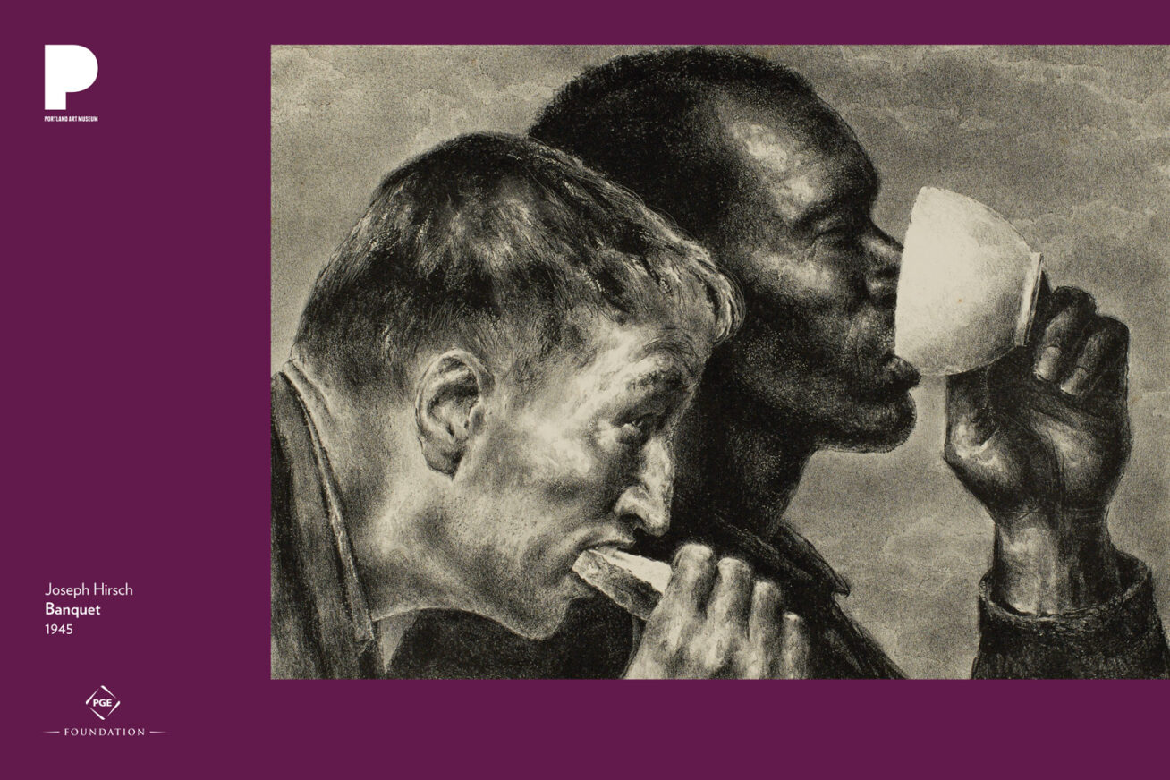 Joseph Hirsch (American, 1910–1981)
Banquet, 1945
Lithograph on beige wove paper
Image: 9 3/4 x 13 3/4 inches
Sheet: 12 x 15 7/8 inches
Gift of Christopher Russell
2015.21.1