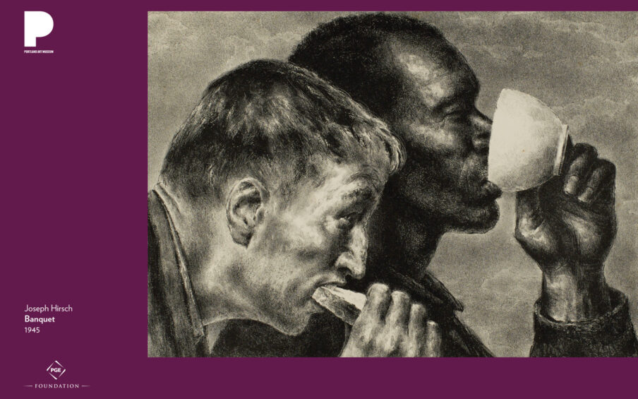 Joseph Hirsch (American, 1910–1981) Banquet, 1945 Lithograph on beige wove paper Image: 9 3/4 x 13 3/4 inches Sheet: 12 x 15 7/8 inches Gift of Christopher Russell 2015.21.1