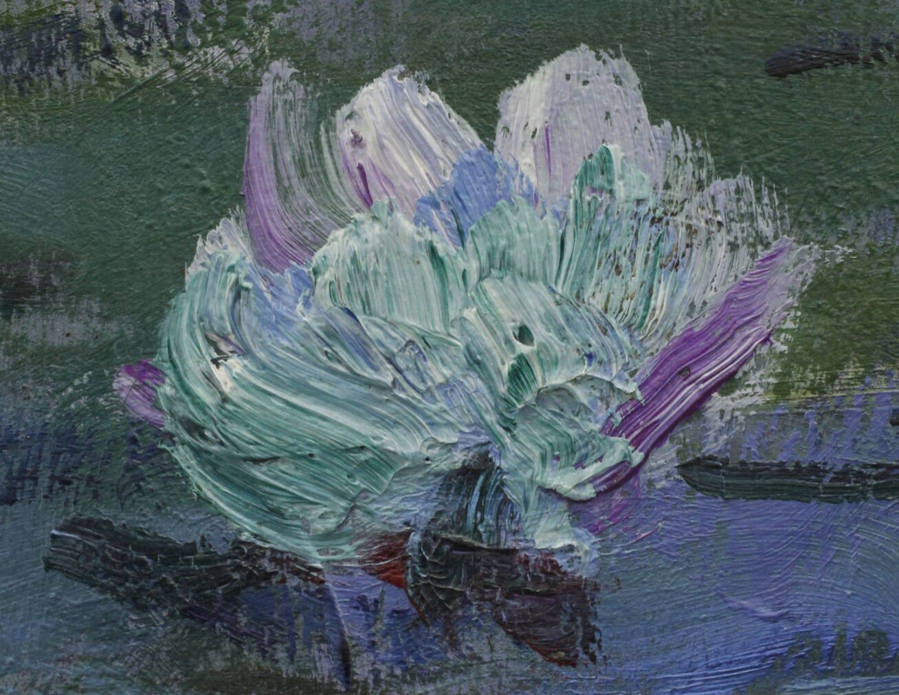 Detail of an impressionist painting, demonstrating "Impasto"