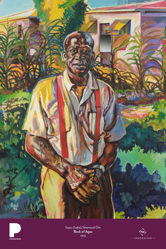 Isaka Shamsud-Din (American, born 1940)
Rock of Ages, 1976
Oil, gold leaf, and mirror on canvas
48 1/2 x 35 1/2 inches
Gift of Damon Tempey
© Isaka Shamsud-Din
2018.36.1