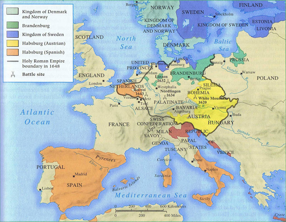 Map of Europe in 1648