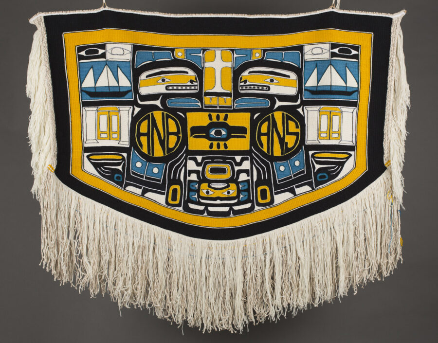 Clarissa Rizal (Tlingit and American, 1956-2016), Resilience Robe, 2014, merino wool, 64 in x 53 in, Museum Purchase: Funds given in memory of Virginia Waterman, 2013.43.2
