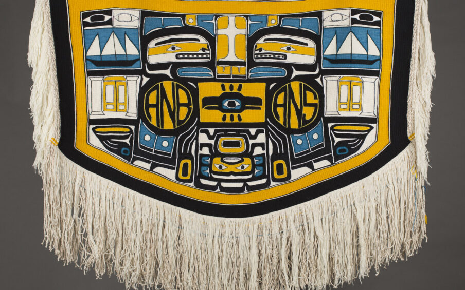 Clarissa Rizal (Tlingit and American, 1956-2016), Resilience Robe, 2014, merino wool, 64 in x 53 in, Museum Purchase: Funds given in memory of Virginia Waterman, 2013.43.2