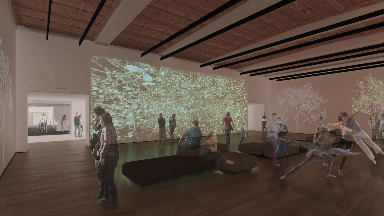 Rendering of new Crumpacker gallery with video installation
