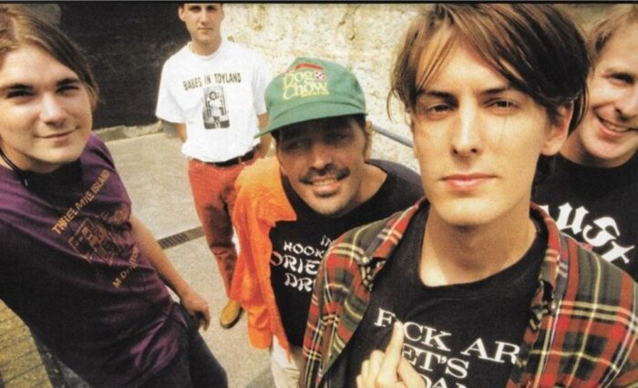 Photo of a group of young men (the rock band Pavement)