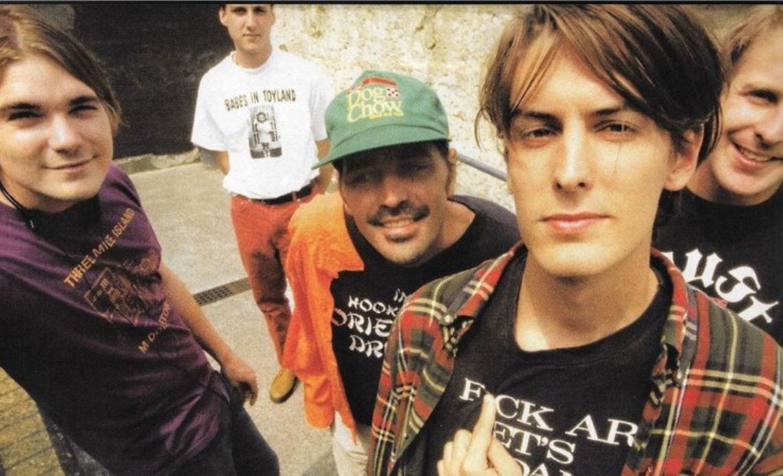Photo of a group of young men (the rock band Pavement)
