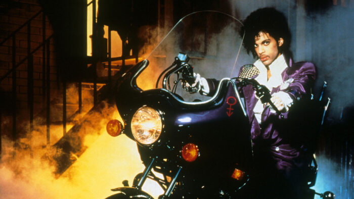 Photo of Prince on a motorcycle