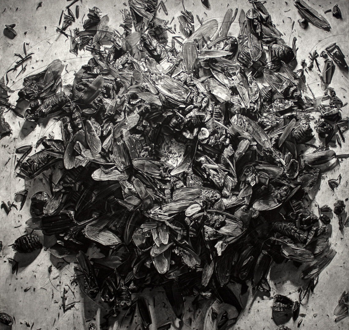 Abstract black and grey charcoal drawing