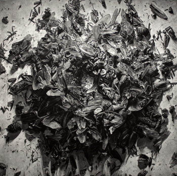 Abstract black and grey charcoal drawing