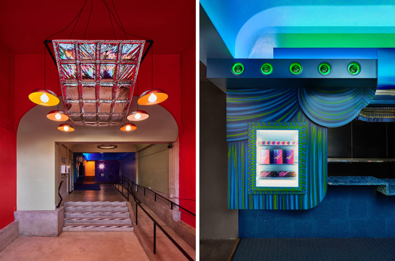 Images of Tomorrow Theater entryway and concessions area