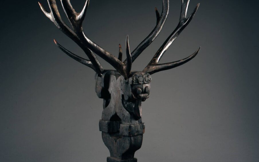 Wood sculpture depicting antlers.