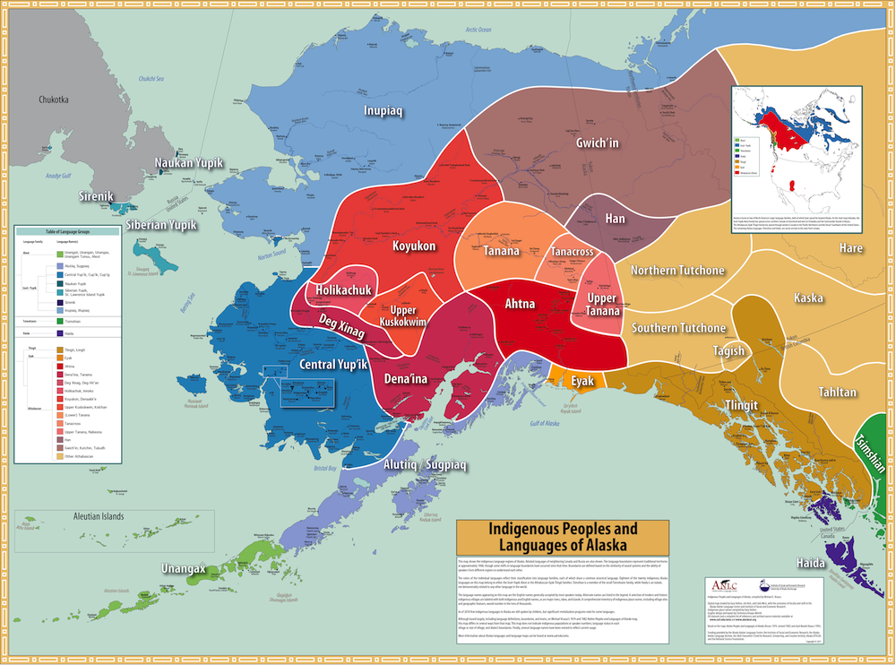 Map of indigenous peoples and langueages of Alaska