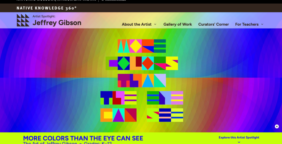 Screenshot of the Smithsonian's Native Knowledge 360 website featuring MORE COLORS THAN THE EYE CAN SEE.